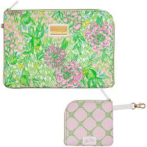 Lilly Pulitzer Padded Tech Sleeve with Small Zip Pouch for Accessories, Cute Laptop Case for Women, Tablet Bag or 13 Inch Laptop Sleeve, Lime Feeling Good