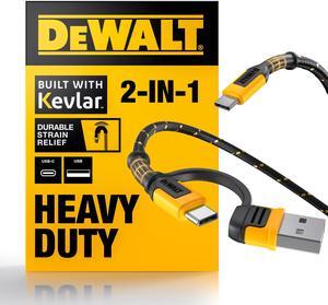 DEWALT Heavy Duty 2in1 Charging Cable, USB C to USBC w/Adapter USB, 60W PD Fast Charging & Data Sync, TypeC Charger Cables for Multiple Devices for iPhone 16/15 Pro Max, MacBook, iPad, Samsung Galaxy