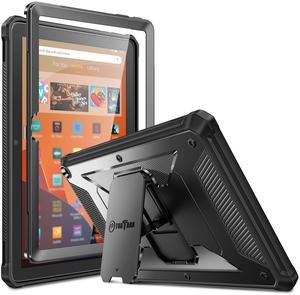 Fintie Shockproof Case for All-New Fire HD 10 Tablet (13th Generation 10.1", 2023 Release), [Tuatara] Rugged Unibody Hybrid Bumper Kickstand Cover with Built-in Screen Protector, Black