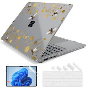 Batianda Premium Laptop Case for 15" Microsoft Surface Laptop 5 4 3 with Metal Palm Rest Designed Clear Protective Plastic Hardshell & Keyboard Cover & Screen Protector, Honeycomb