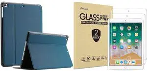 ProCase [2 Pack] Screen Protector Bundle with Folio Case for iPad 9.7" (2018 & 2017, Old Model) / iPad Pro 9.7 / iPad Air 2 / Air