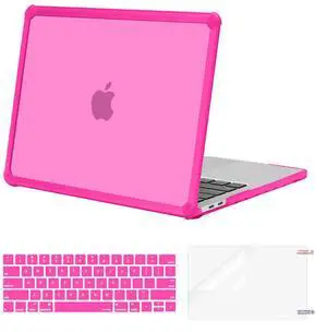 MOSISO Compatible with MacBook Pro 13 inch Case M2 2025-2016 A2338 M1 A2251 A2289 A2159 A1989 A1708 A1706, Anti-Cracking Heavy Duty Plastic TPU Bumper Hard Case&Keyboard Skin&Screen Film, Bright Rose