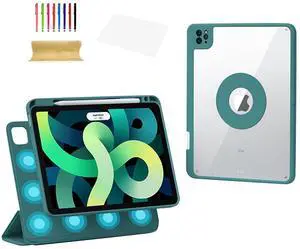 Dteck for iPad mini (A17 Pro/6th Gen) 2-in-1 Tablet Case 8.3" 2024/2021 with Charging Pencil Holder, Protective Folio Smart Case with Removable Clear Back Cover, Auto Sleep Wake/Stand Function, Green