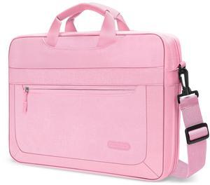 MOSISO Laptop Shoulder Bag Compatible with MacBook Air/Pro, 13-13.3 inch Notebook, 14 inch M3 M2 M1 Pro Max 2023-2021 with Adjustable Depth at Bottom, Pink