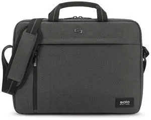 Solo New York Briefcase - Laptop Carrying Bag for Women & Men, Brief for Travel & Work, Front Zippered Pockets, Adjustable Shoulder Strap, Fits 15.6" Computer - Rivington Slim, Gray