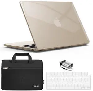 IBENZER Compatible with 2025 2024 2023 2022 MacBook Air 13 inch case M4 A3240 M3 A3113 M2 A2681, Hard Shell Case & Sleeve & Keyboard Cover & Type-C Adapter for Mac Air 13.6, Crystal Clear, KK-CYCL+3