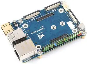 Mini Base Board (B) for Raspberry Pi Compute Module 4 Lite/eMMC Series Module,Onboard Dual MIPI CSI Camera Ports/DSI/RTC/FAN/HDMI/USB/RJ45 Gigabit Ethernet/TF Card Slot/M.2 Slot Connectors