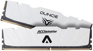 32GB 3200MHz DDR4 Ram Memory (2 x 16GB) PC4-25600 XMP CL18 1.35V Series Desktop PC Memory Module with Heatsink White Acclamator Ounce
