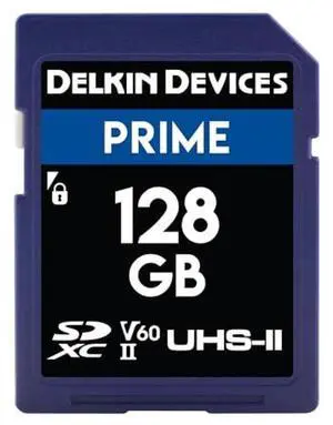 Delkin Devices Prime 128GB SDXC UHS-II Memory Card - 300MB/s Read, 250MB/s Write | Ideal for 8K, 4K, HDR, and 360o Video | High-Performance SD Card for Cameras