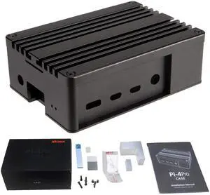 Akasa Pi-4 Pro, Pure Aluminum Raspberry Pi 4 Armor Case, Zero-Noise Passive Cooling Rpi 4 Case, Raspberry Pi 4 Heatsink for Raspberry Pi 4 Model B, Thermal Kit Included, A-RA08-M2B