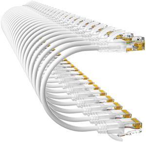 Cat6a Patch Cables 5ft (24 Pack) Slim, Cat6 Ethernet Patch Cable Pure Copper, Flexible Cat 6 Patch Cable 550MHZ 10G, Space-Saving Cat 6A Network Cables for Patch Panel, White