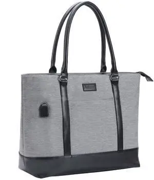 ANKUER Laptop Tote Bag for WomenWork Tote Bag Fits 15.6 Inch Laptop Shoulder Bag with USB Charging Port College Tote Computer Tote Bags for Travel (Grey)