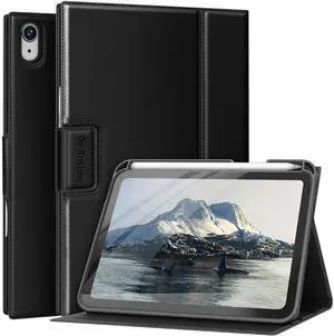 Antbox Case for iPad Mini 7 A17 Pro, iPad Mini 7th/6th Generation Case (2024/2021) with Pencil Holder Vegan Leather Smart Cover with Auto Sleep/Wake Stand Function (Black)