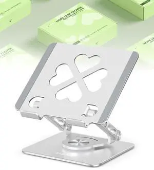 Axbima Tablet Stand for iPad,360deg Rotating Desktop Holder - Aluminum Adjustable & Foldable Desk Holder for iPad Pro 12.9/11,Air 10.9,Samsung Tab S9,Portable Home/Office,Gift for Mom,Teens,Silver