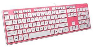 B.FRIENDIT Wired USB Keyboard, Comfortable Quiet Chocolate Keys, Durable Ultra-Slim Wired Computer Keyboard(QWERTY) for PC, Windows 11/10/8/7/XP/Vista KB1430 - Pink