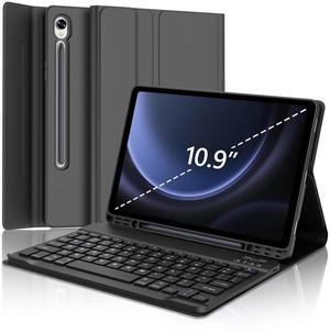 Galaxy Tab S9 FE Case with Keyboard 5G 10.9 Inch 2023, Keyboard for Galaxy Tablet S9 11 Inch 2023, Detachable Bluetooth Keyboard with Pen Holder for Samsung Tab S9 11''/S9 FE 10.9'', Black