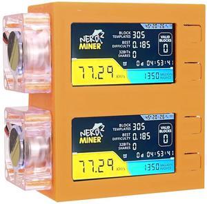 Bitcoins Miner NerdMiner 78KH/s*2 Display S19 Pro 2.4G WiFi Bitcoins Solo Lottery Miner Machine Mini lotto Device Low Power LED Fan(Orange)