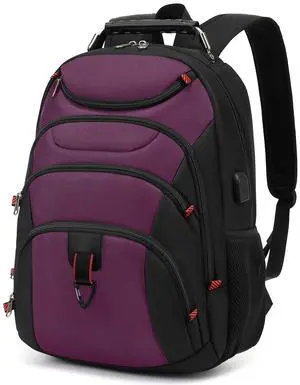 Boavan Laptop Backpack for men, 15.6 inch Laptop Bag with USB Port, Waterproof Travel Work Backpack Purse, Anti-Theft Teacher Nurse Doctor Casual Bookbags Office Business backpack,Purple Black