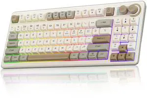 SOLAKAKA SK90 75% Wireless Gaming Keyboard - 4000mAh Tri-Mode (BT5.0/2.4G/USB-C) Cute Creamy Gaming Keyboard with Number Pad, Media Knob, RGB Backlit, Quiet Keys Silent Office Keyboards for PC MAC