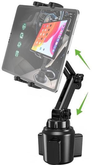 Cuxwill Car Cup Holder Tablet Mount for 4-13" iPad & Phone, Universal Truck Cup Tablet Mount with Adjustable Arm for iPad Pro 12.9 9.7 Air Mini, Samsung Galaxy Fold 4 3, Kindle Fire HD, iPhone etc