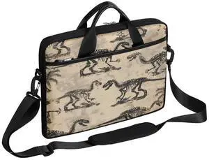 CURLYOOT Cool Dinosaur Skeleton Laptop Sleeve Case 13-14 inch Laptop Bag Handbag Waterproof Messenger Shoulder Bag Computer Carrying Bag
