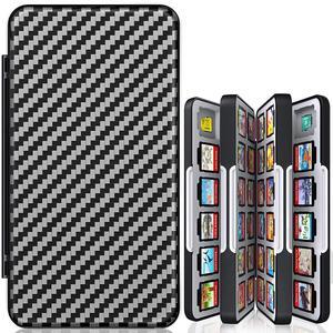 CYKOARMOR Switch Game Card Case Holder - Hard Shell Case Organizer Cartridge Holder with 72 Game Slots & 24 Micro SD Card Slots for Nitendo Switch/OLED/Lite, Magnetic Closure, Soft Rubber, Grey Black