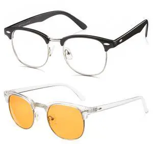 Cyxus 2 Pack Blue Light Glasses for Men Women Gaming Glasses Reduce Eye Strain Sleep Better(Black+Orange)