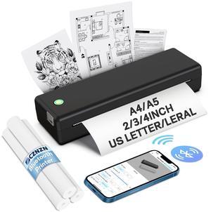 CZNZN Inkless Portable Printer for Travel Home - Wireless Thermal Printers Bluetooth Compatible with Phone & Laptop & Pad, Bluetooth Small Printer Supports 8.5" X 11" Letter, A4 A5 Thermal Paper