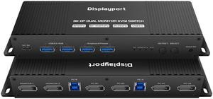 Kvm Switch dp 2 Monitors 2 Computers 4K 240Hz Hotkey Switching kvm Switches Dual Monitors dp 2.1 1440P 144Hz 165Hz 240hz Dual Monitor kvm Switch displayport