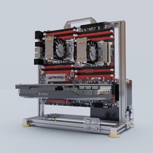 DIY Open Frame PC Chassis, Aluminum Computer Case, Supports Dual CPU Server/EATX Motherboard, Excellent Cooling, Type-C Port