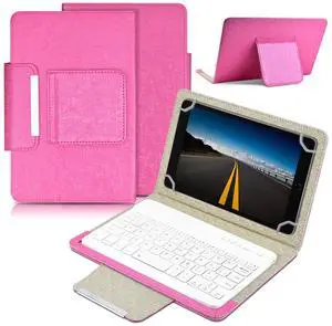 DETUOSI Universal 7.0 inch Android Tablet Case with Keyboard, Removable Wireless Bluetooth Keyboard + PU Leather Folio Book Cover + Stand, Travel Portable Sleeve for iOS/Android/Windows System Tablet
