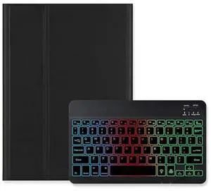 Disonbeir Backlit Keyboard Case for iPad 6th/5th Generation Air Air2 Pro 9.7 inch Case with Keyboard 7-Color Backlight Magnetic Detachable Keyboard Cute Candy Color Case,Black+Black