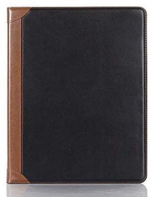 iPad Air-6 (13'') Case, iPad Pro-3 4 5 6 (12.9'') Case with Pen Holder, DMaos Business Vintage Book Synthetic Leather Stand Folio Smart Cover - Black