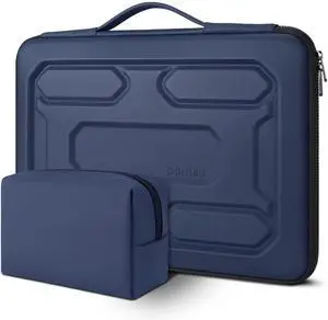DOMISO 17 inch Laptop Sleeve with Pouch Shockproof Computer Bag Waterproof EVA Protective Carrying Case for 17.3" HP Envy 17/MSI GS73VR Stealth Pro/LG Gram 17"/ROG Strix GL702VS, Dark Blue