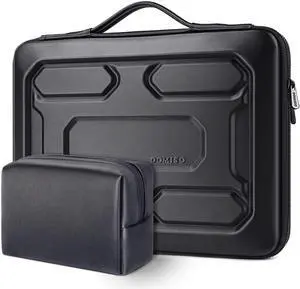 DOMISO 15.6 inch Laptop Sleeve with Pouch Shockproof Computer Bag Waterproof EVA Protective Carrying Case for 15.6" Yoga 720 ThinkPad T570 IdeaPad 310 320/HP Envy 15/15.6" Notebooks, Black