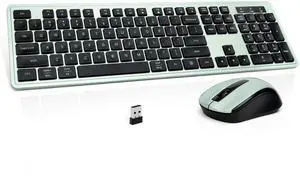 Wireless Keyboard and Mouse, 2.4GHz Cordless Keyboard Mouse Combo with Numeric Keypad, Plug and Play USB Receiver, Compatible with Windows, Mac, Laptop, and PC(Black Green)
