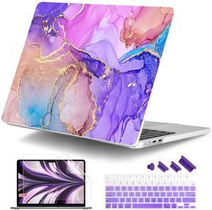 DONGKE for M4 MacBook Air 13.6 Inch Case 2025 2024 2023 2022 Model A3240 A3113 A2681 M3 M2 Chip, Plastic Hard Shell Case Cover with Touch ID for MacBook Air 13 Inch M4 - Fluid Art
