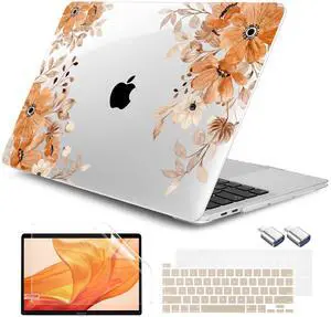 DONGKE for MacBook Pro 13 Inch Case 2023-2016 Release A2338 M2 M1 A2251 A2289 A2159 A1989 A1706 Touch Bar & Touch ID, Hard Shell with USB C to USB Adapter & Keyboard Cover, Stone Florals
