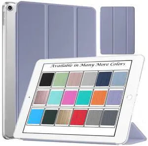 DuraSafe Cases for iPad 9.7 Inch 5/6 [iPad 5th 6th Gen ] A1893 A1954 A1822 A1823 MRJN2LL/A MR7G2LL/A MR7F2LL/A MP2F2LL/A Trifold Hard Smart PC Transparent Back Cover - Gray