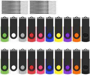 EASTBULLUSB Flash Drive Bulk 8GB 20 Pack with Lanyards USB 2.0 Thumb Drive Bulk Memory Stick USB Mass Storage