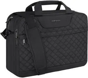 EMPSIGN 17.3 Inch Laptop Bag, Large Capacity Expandable Travel Briefcase for Women & Men Business Office, Water-Repellent Laptop Case Computer Bag with RFID Pockets, Black