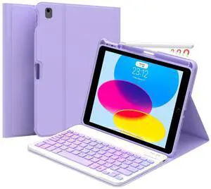 Keyboard Case for iPad 9th/8th/7th Generation 10.2-inch,iPad Air 3 Case with Keyboard/Pro 10.5-inch, 7 Color Backlit Removable BT Wireless Keyboard-Pencil Holder-Tablet Keybaord Case(Sky Blue)