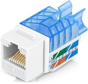 Everest 45deg Angled RJ45 Cat5e Keystone Jacks 20-Pack in White - Slim Profile Female RJ45 Connectors - Cat 5e Keystone Jack - Compatible with 45deg Angled Speed Termination Tool - 45Term (B0BL3GS7ZY)