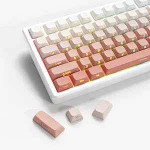 FLAMING SKOUL Side Printed Keycap Set - Gradient 136 Key, Double Shot Shine Through Custom Keycaps, Custom Keyboard Keycaps Set, OEM Cherry MX Mechanical Keyboard (Rouge)