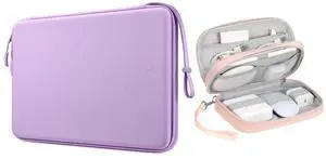 FINPAC 13-inch Hard Laptop Sleeve Case Lilac + Travel Electronic Bag Pink