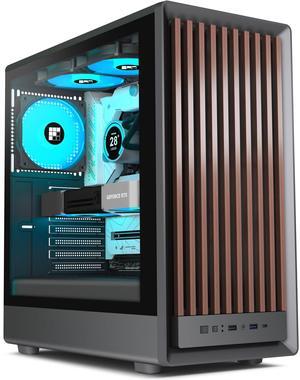 FOIFKIN M1 PC Case -Walnut Front pane Pre-Installed 4 PWM ARGB Fan, ATX Mid-Tower Gaming PC Case, with Type-C,FOIFKIN (Black, M1)