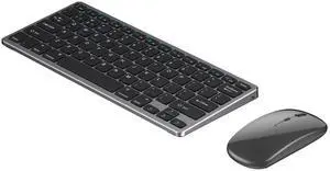 Portable Wireless Keyboard and Mouse Combo, Bluetooth 3.0/5.0/2.4G, Multi-Device pc,Laptop,Phone,Windows,iOS,Android Compatible, Rechargeable,78KEY (Gray)