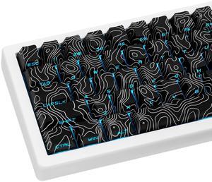 GEKUCAP 131 Keys PBT Keycaps Black Topographic Side Printed Keycaps Dye Sub Shine Through Custom Keycaps Cherry Profile Keyboard Keycap Set for Cherry Gateron MX Switches Mechanical Keyboard