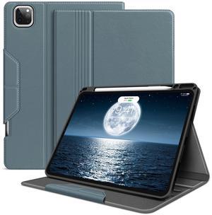 H HOLIMET Case for iPad Pro 11 Inch 2022 4th/3rd/2nd/1st Generation 2021/2020/2018 with Pencil Holder Folio Stand Auto Wake/Sleep Vegan Leather, Blue