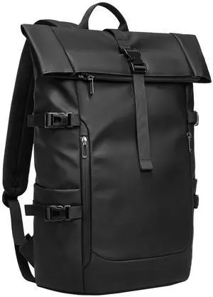 GYakeog Roll Top Laptop Backpack for Men Women, Expandable Casual Daypack for 15.6 Inch Laptop Water-Resistant Commuter Rucksack Large Capacity Adjustable 26-33L for Work Business College